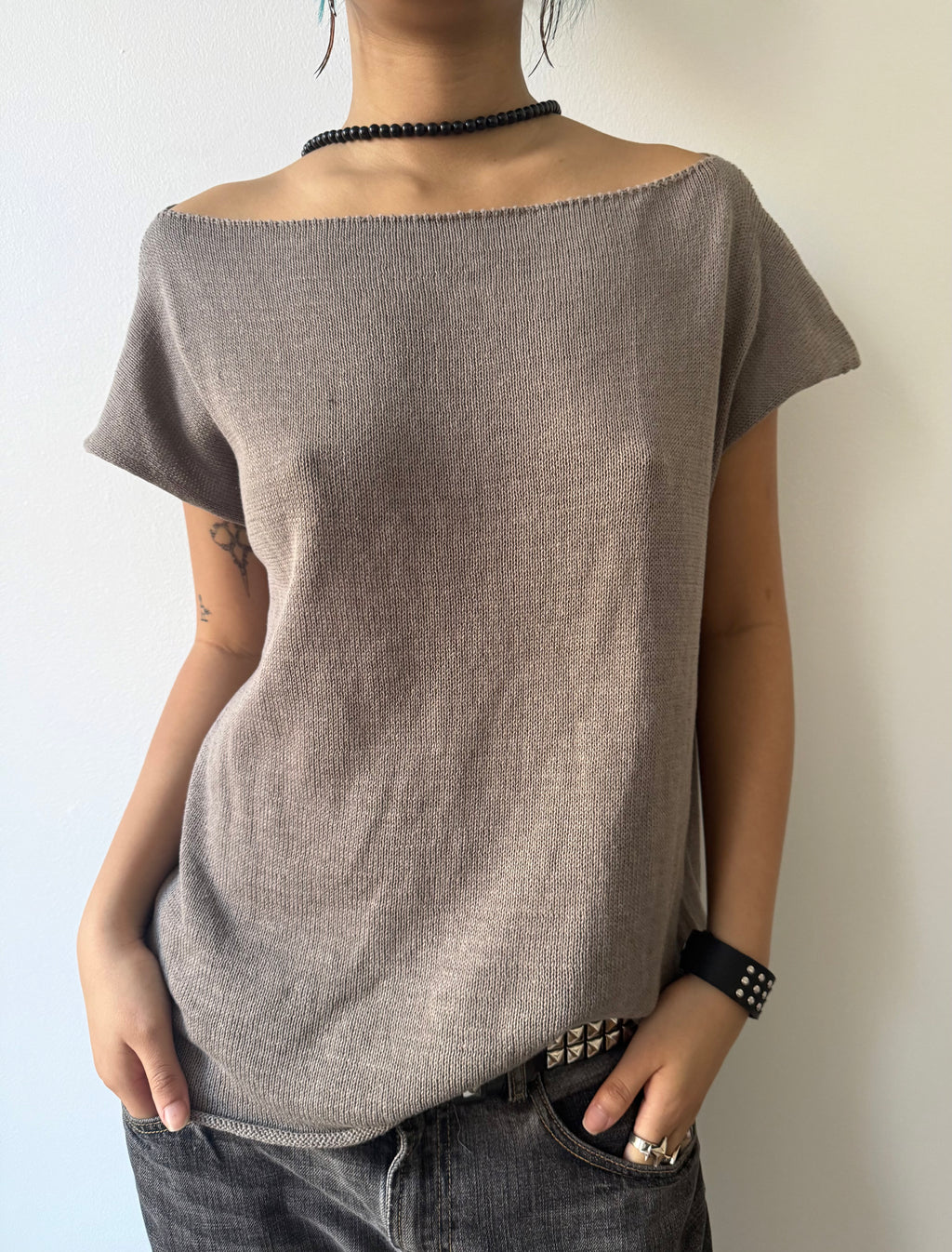 beige knit top