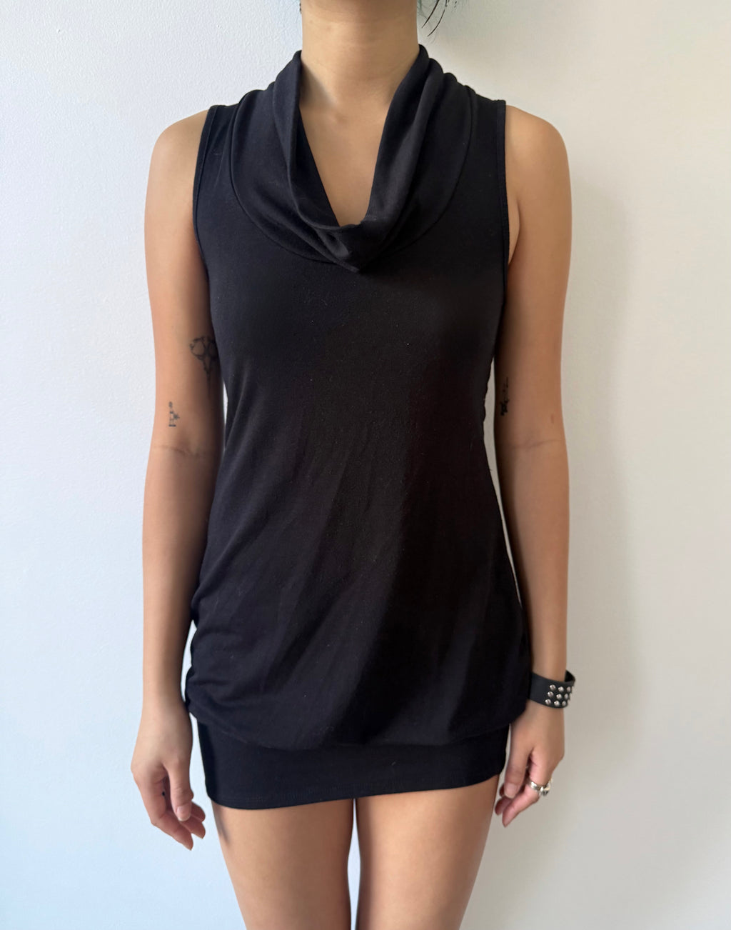 cowl neck mini dress