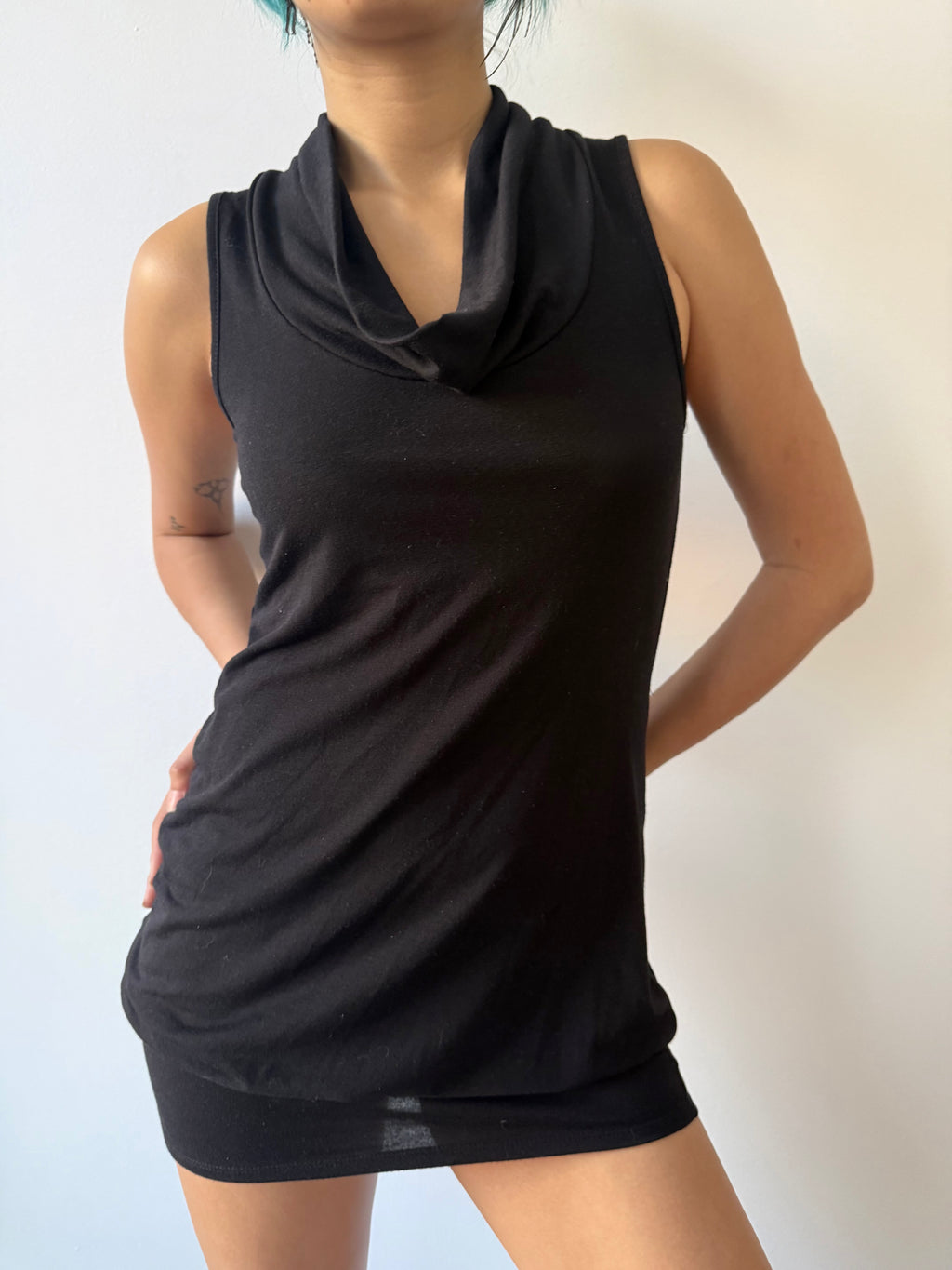 cowl neck mini dress