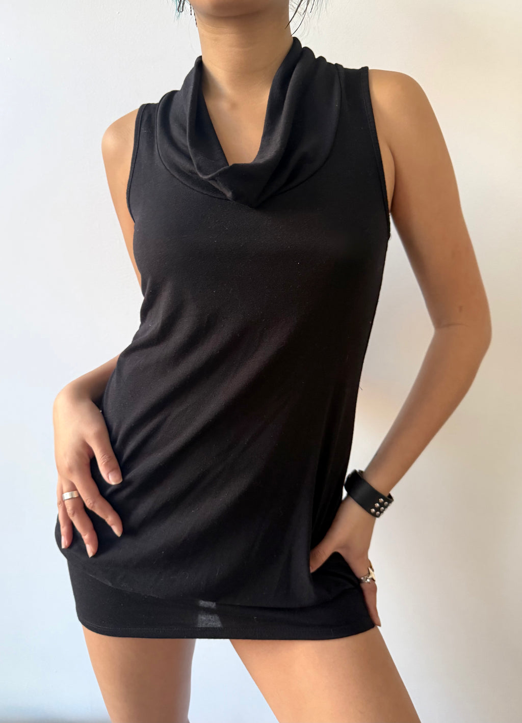 cowl neck mini dress
