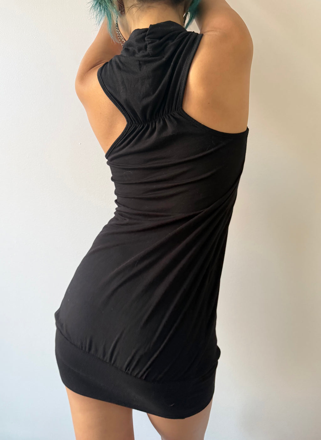 cowl neck mini dress