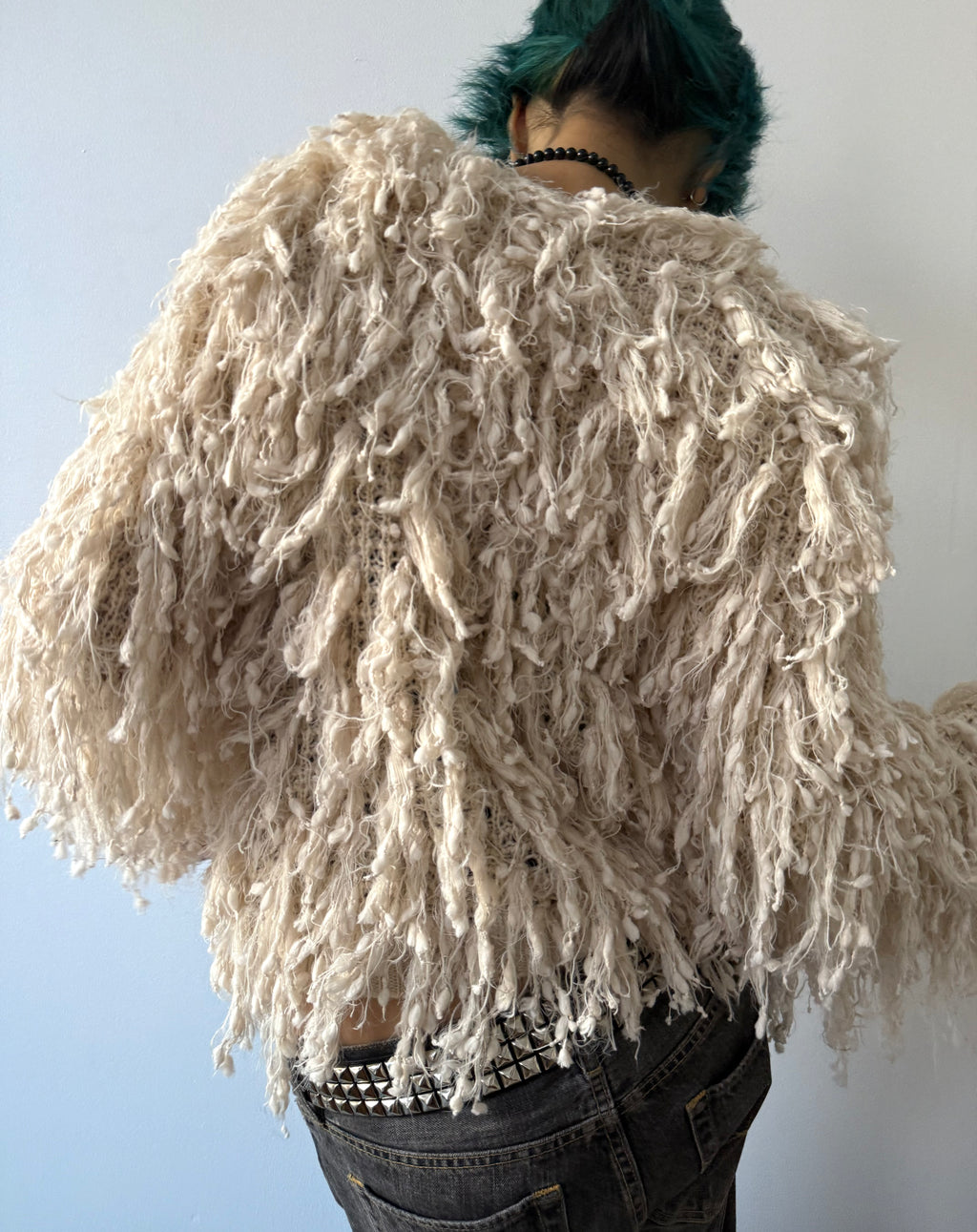 cream shaggy coat