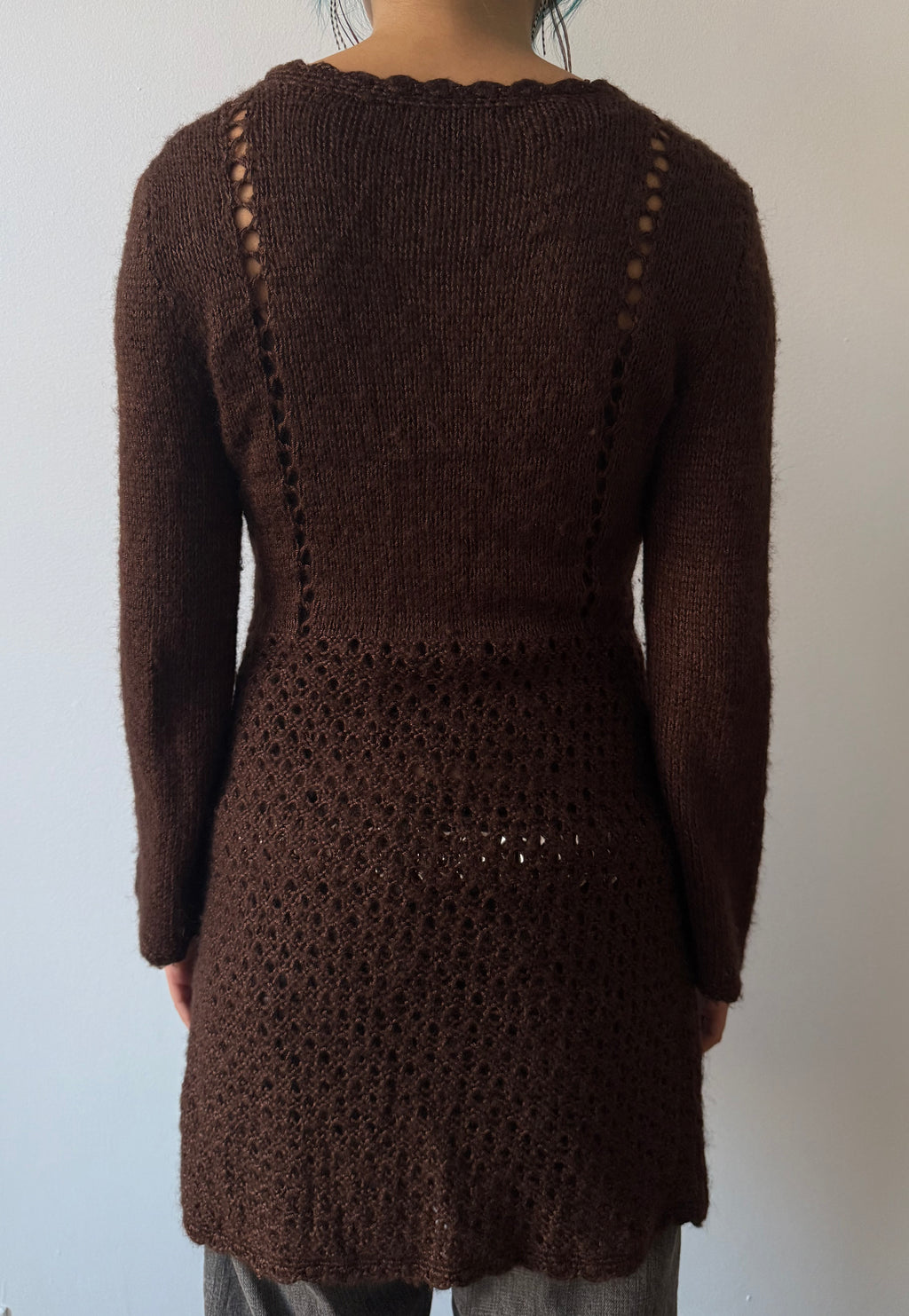 brown knit cardigan