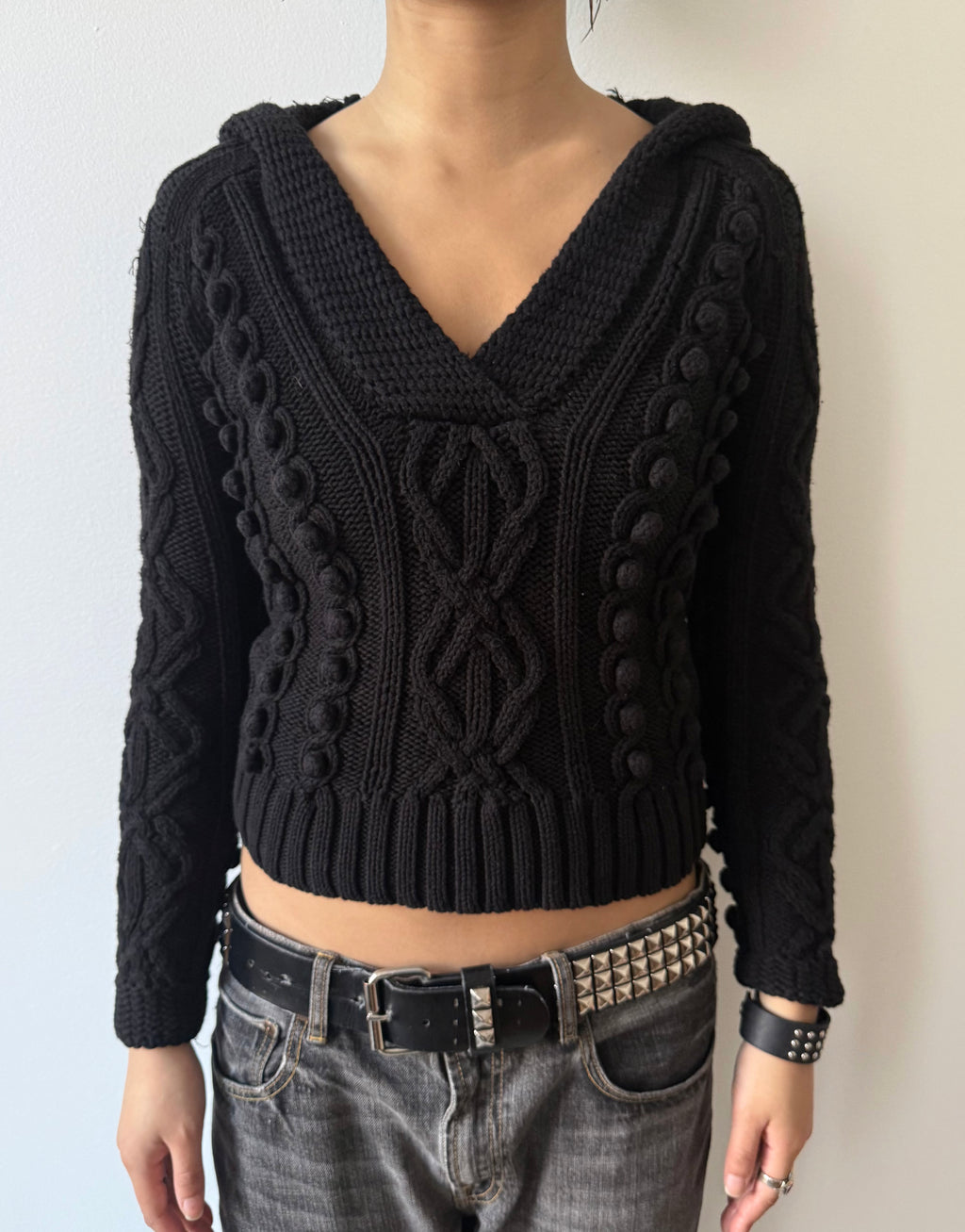 black crop hoodie