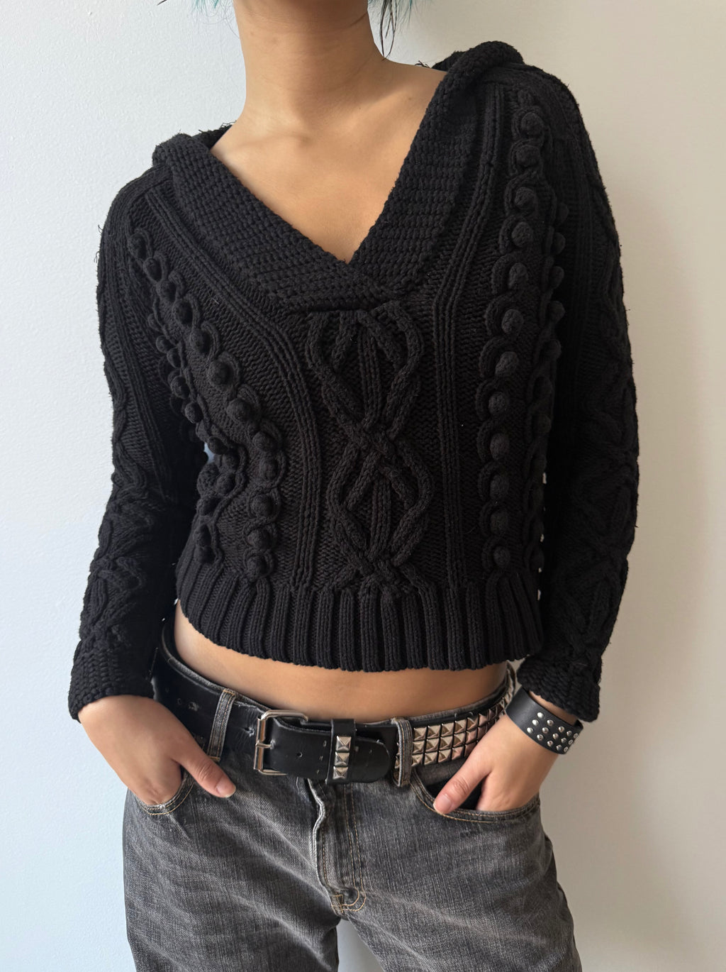 black crop hoodie
