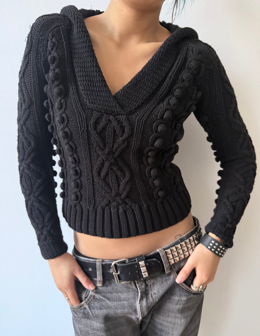 black crop hoodie