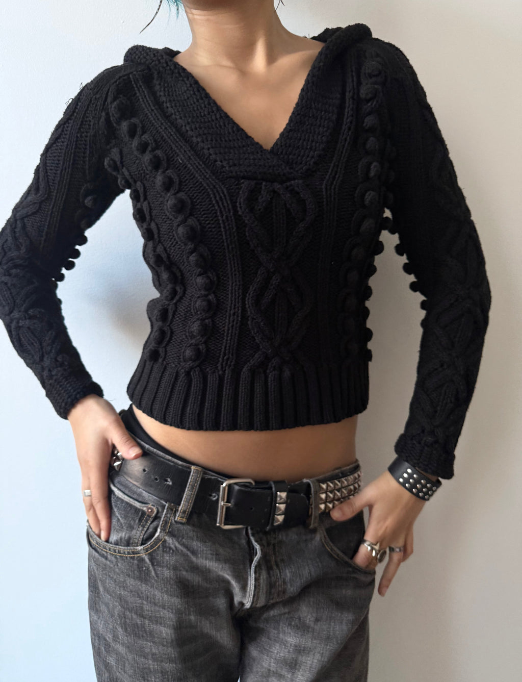 black crop hoodie