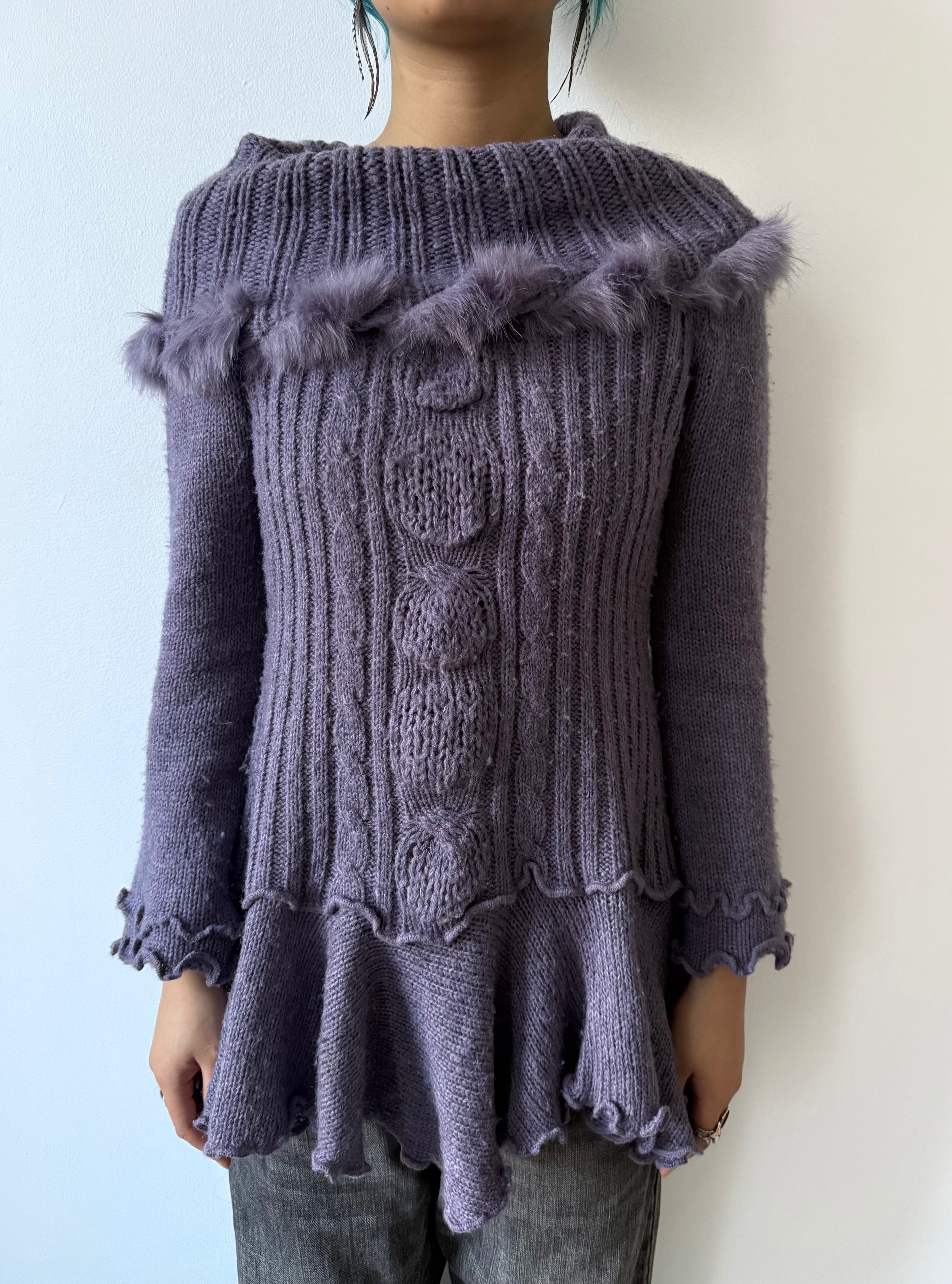 purple fur knit