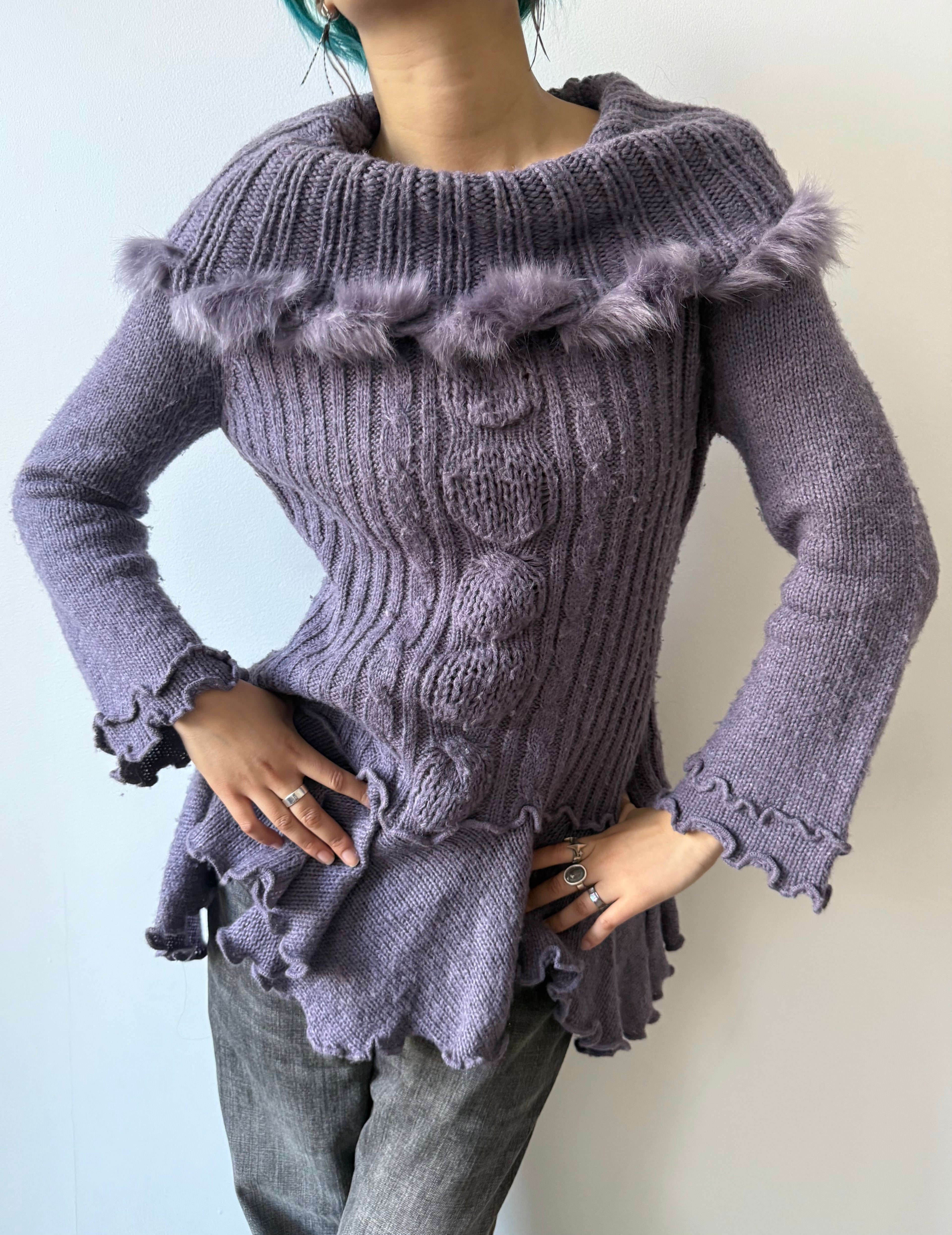 purple fur knit
