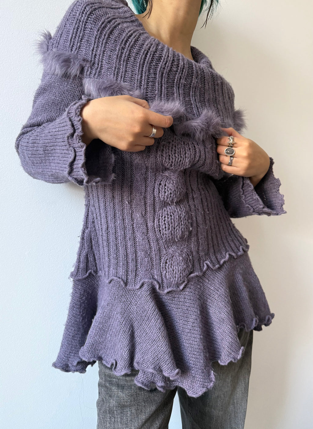 purple fur knit