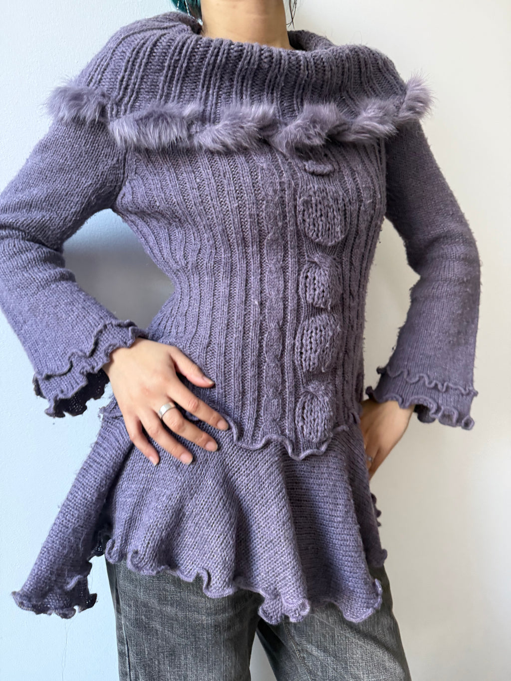 purple fur knit
