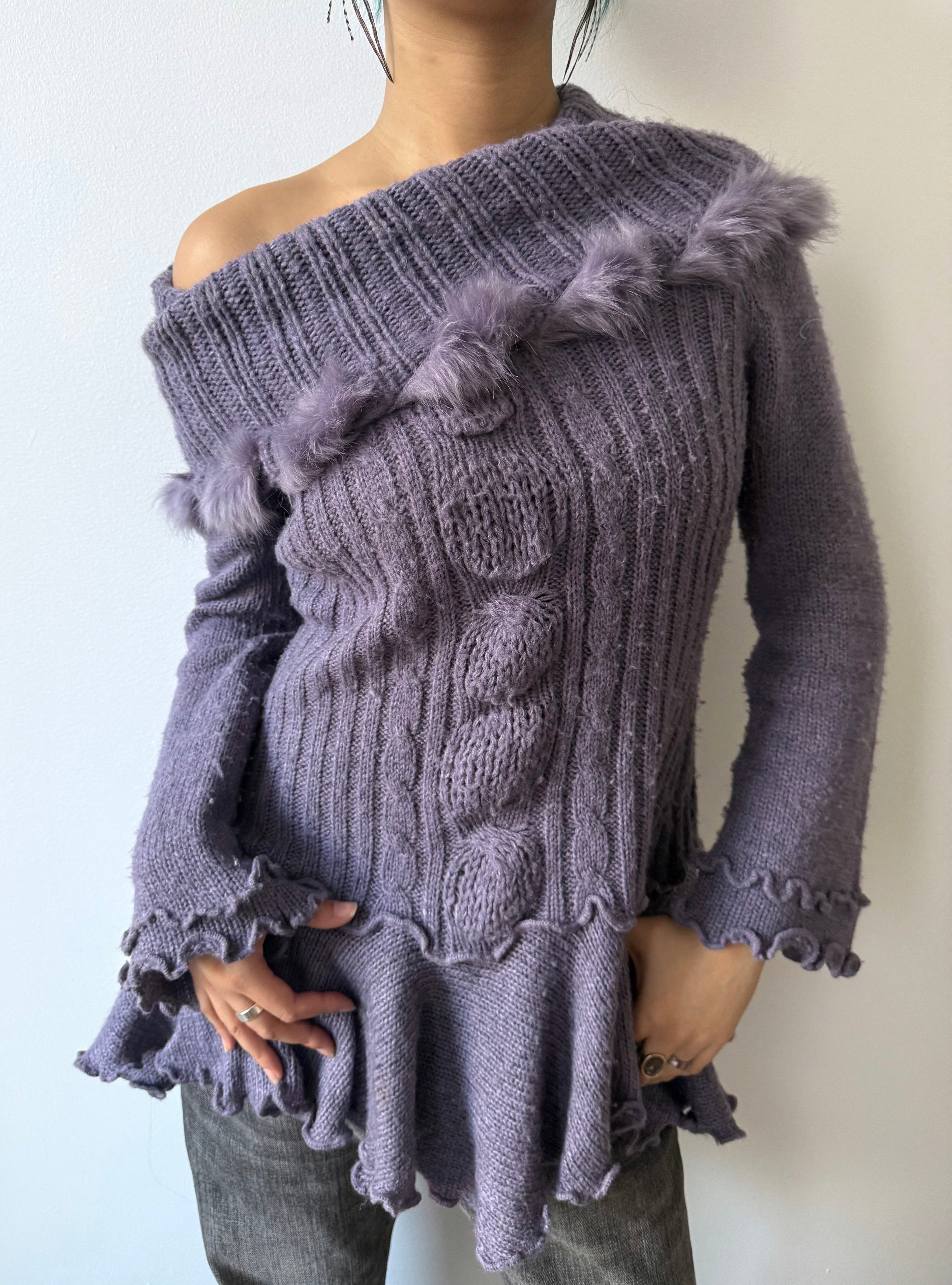 purple fur knit
